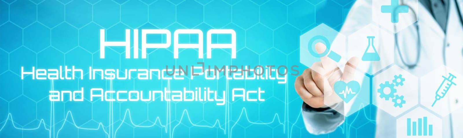 Doctor touching an icon on a futuristic interface - HIPAA