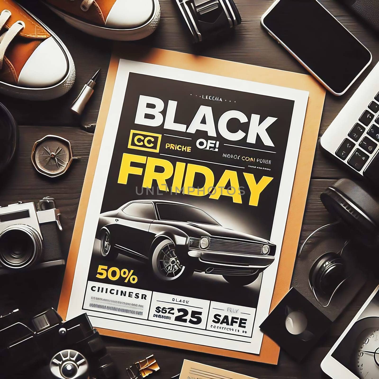 A sign with the inscription “Black Friday”. Stylish and modern design. Bargain day