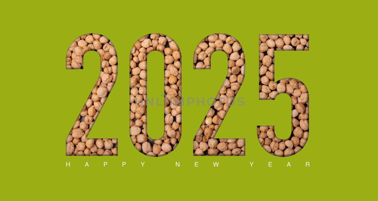 2025 peas new year concept on a green background. 3d illustration