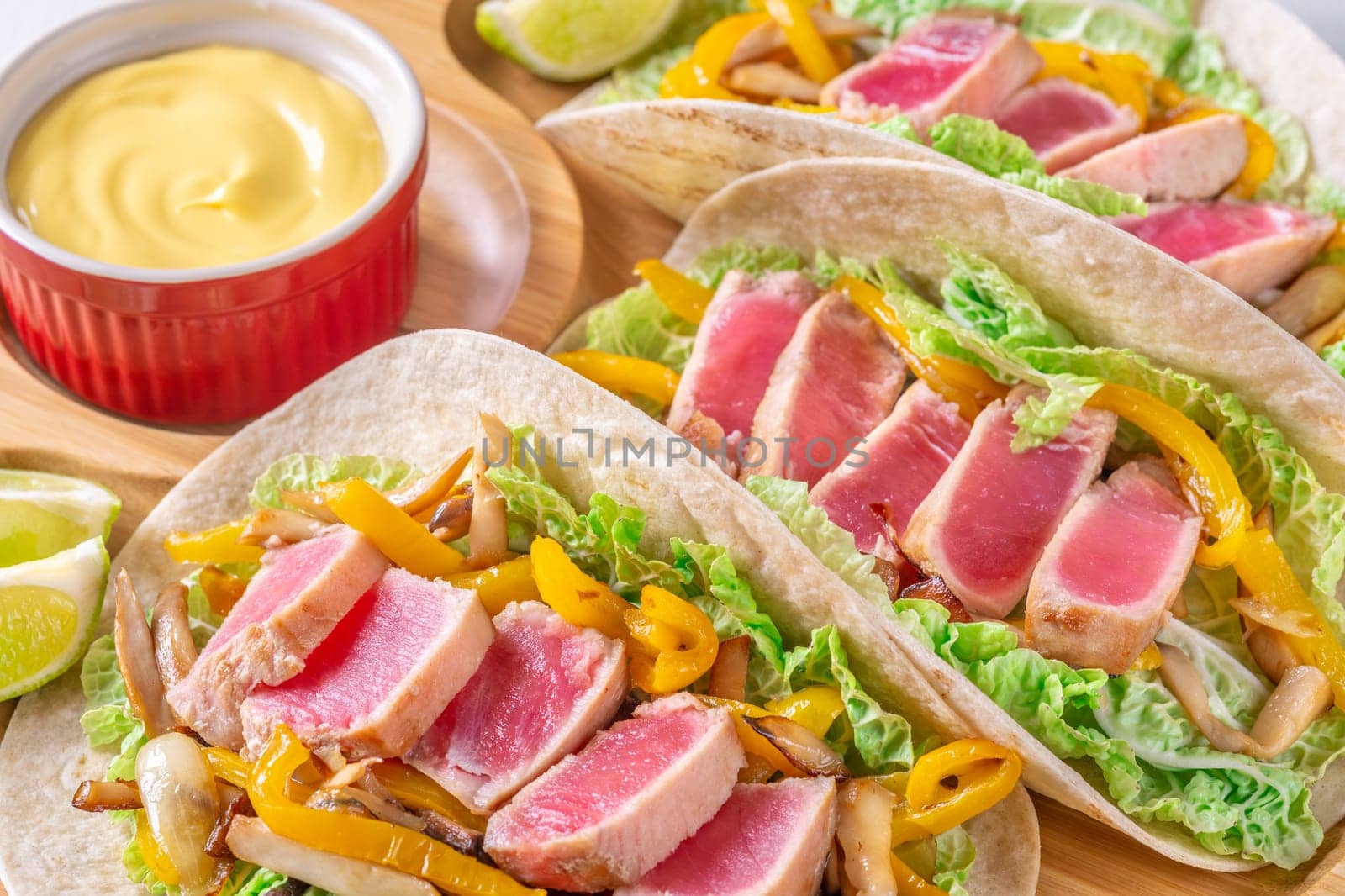 Sizzling Tuna Fajitas with Cheese Sauce