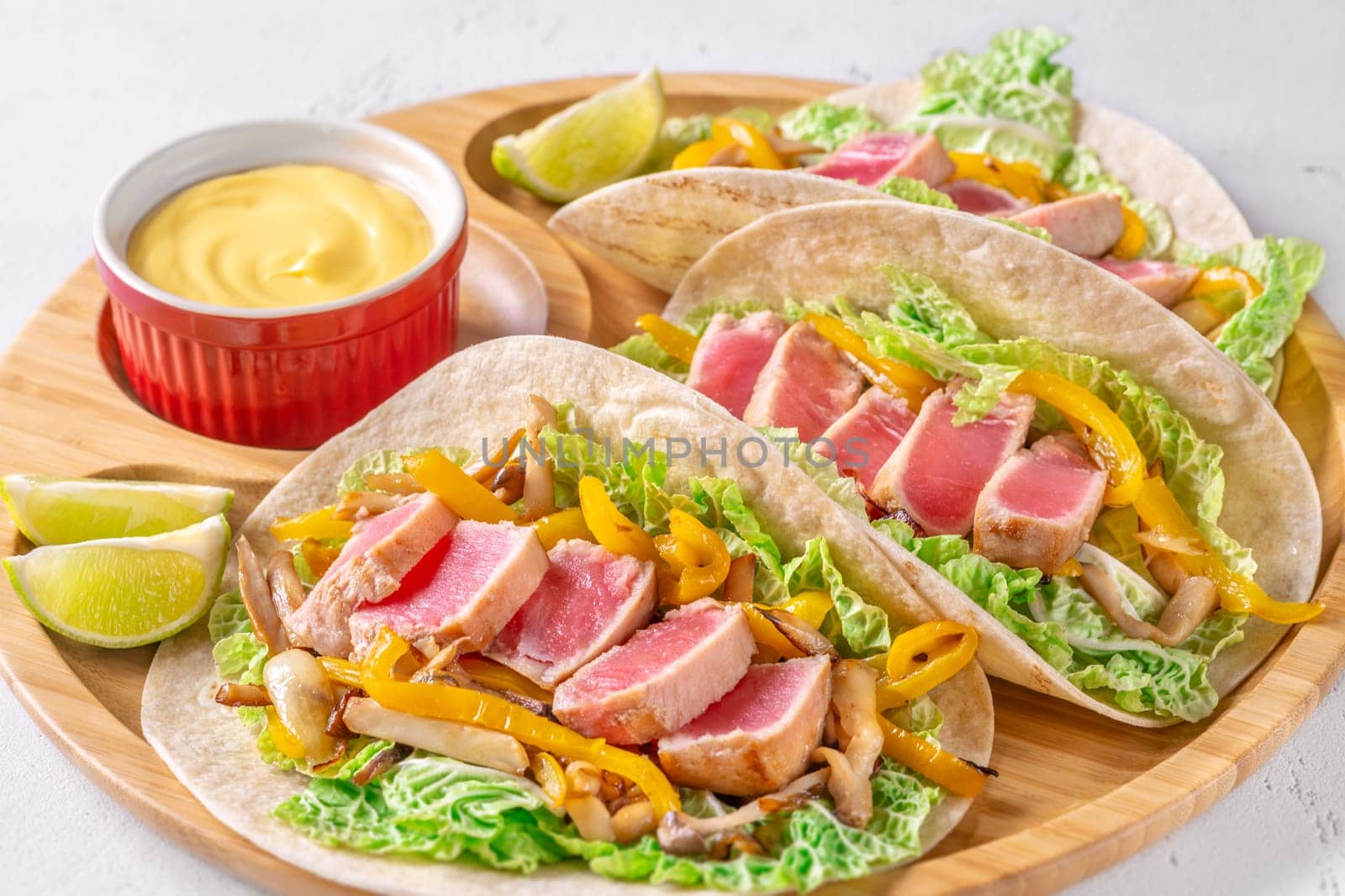 Sizzling Tuna Fajitas with Cheese Sauce