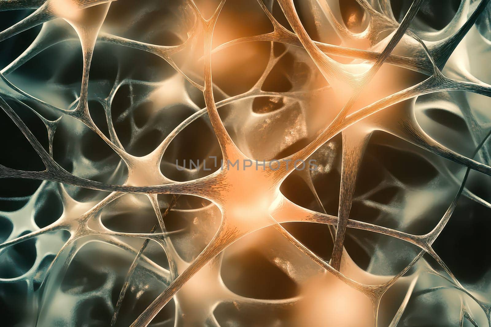 This visual displays an elaborate network of neurons with glowing connections showcasing the complexity of the nervous system.