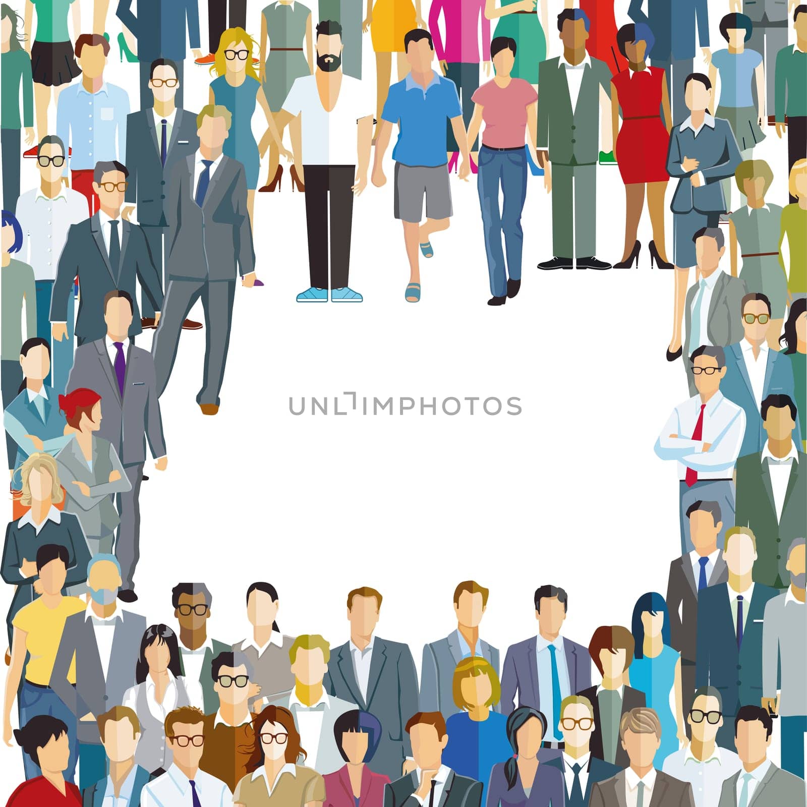 large groups of people illustration isolated