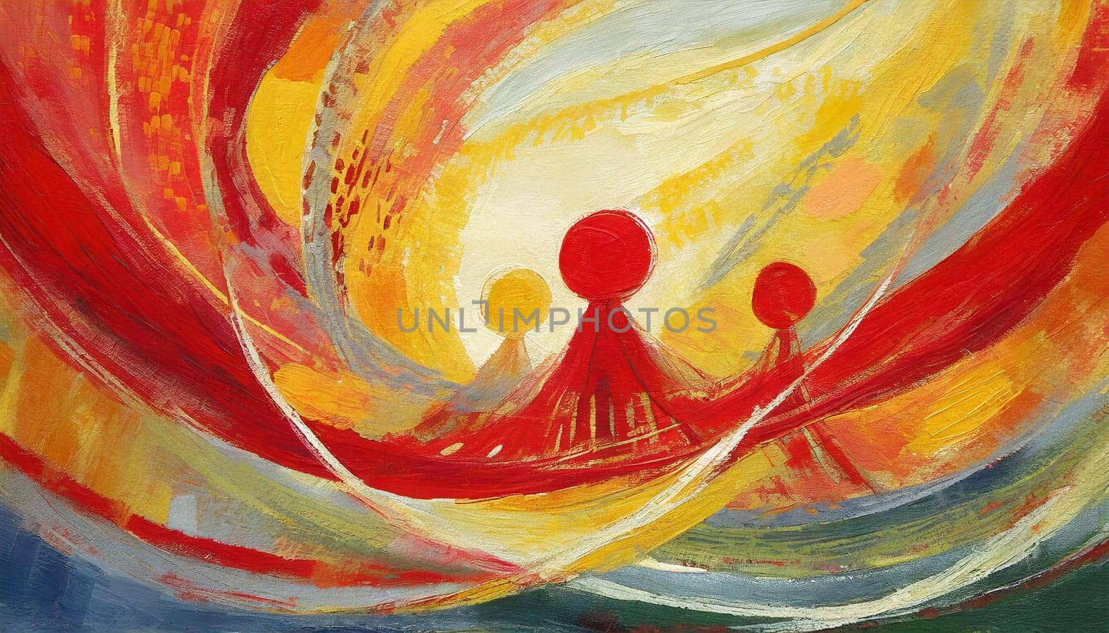 Abstract Expression Of Red And Yellow Energies In Motion - Generative Art