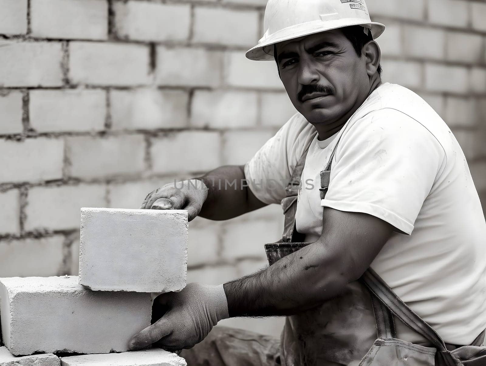 Bricklaying man masonry guy manual labor construction worker