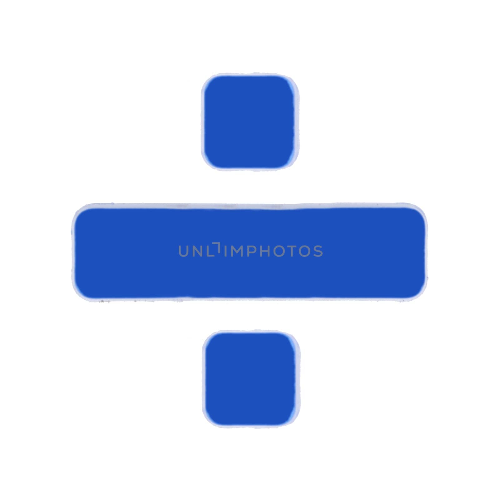 A divide sign magnetic letter on white with clipping path