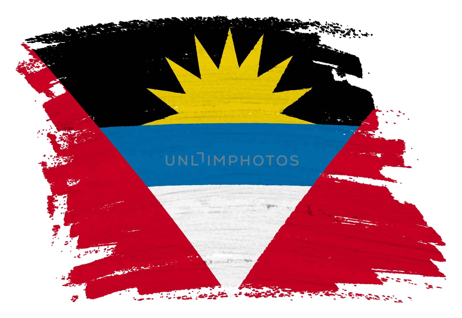 An Antigua and Barbuda flag background paint splash brushstroke 3d illustration with clipping path