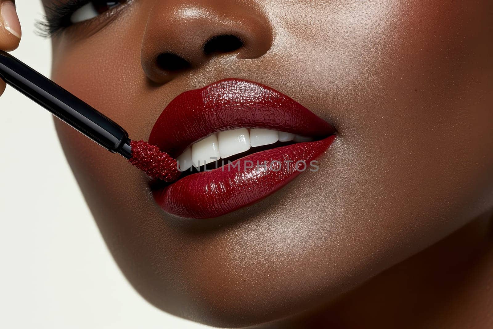 Fashionable types of lipsticks,red, black, pink and maroon. AI generative.