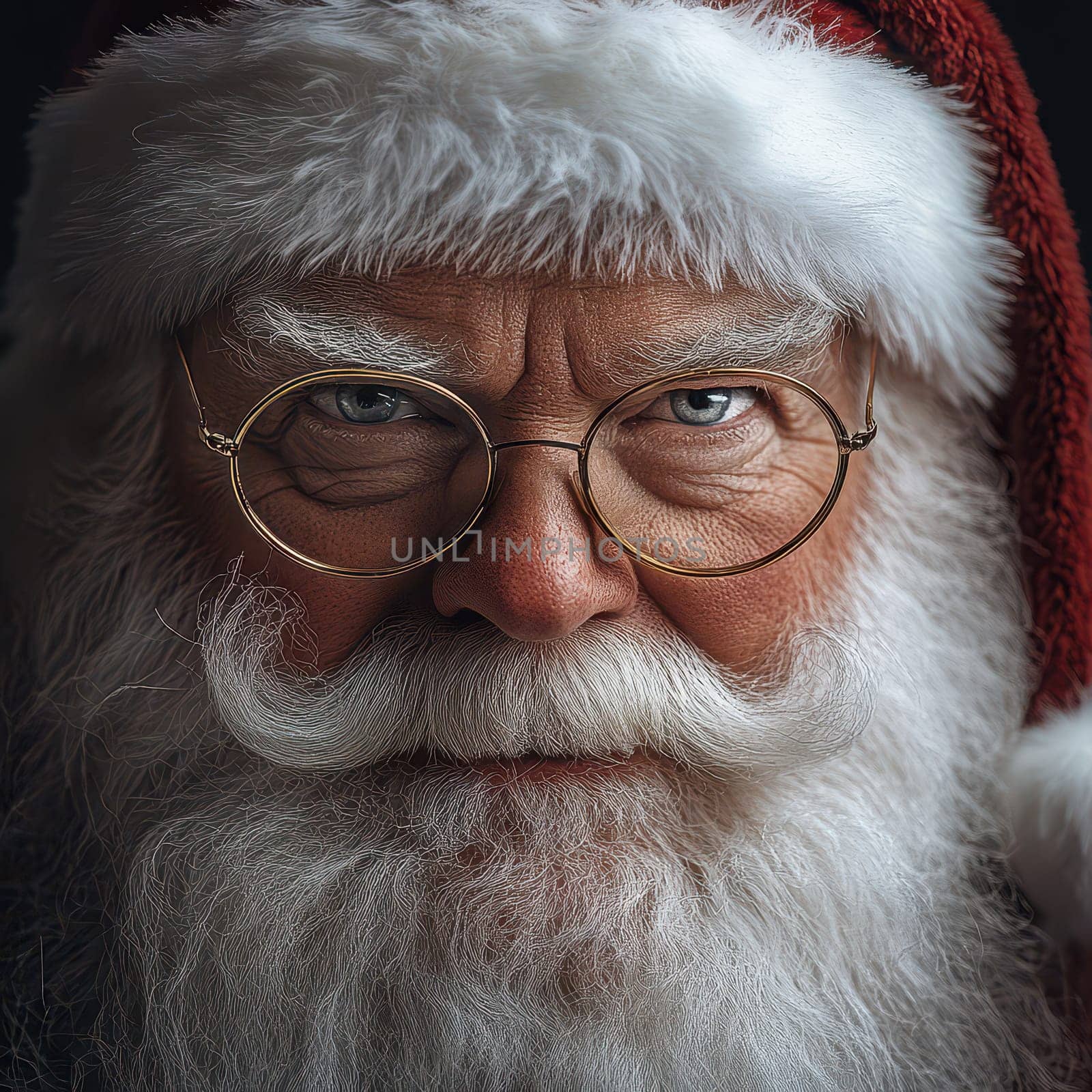 An older man with a white beard and glasses embodies the spirit of Christmas in a red Santa hat and festive attire.