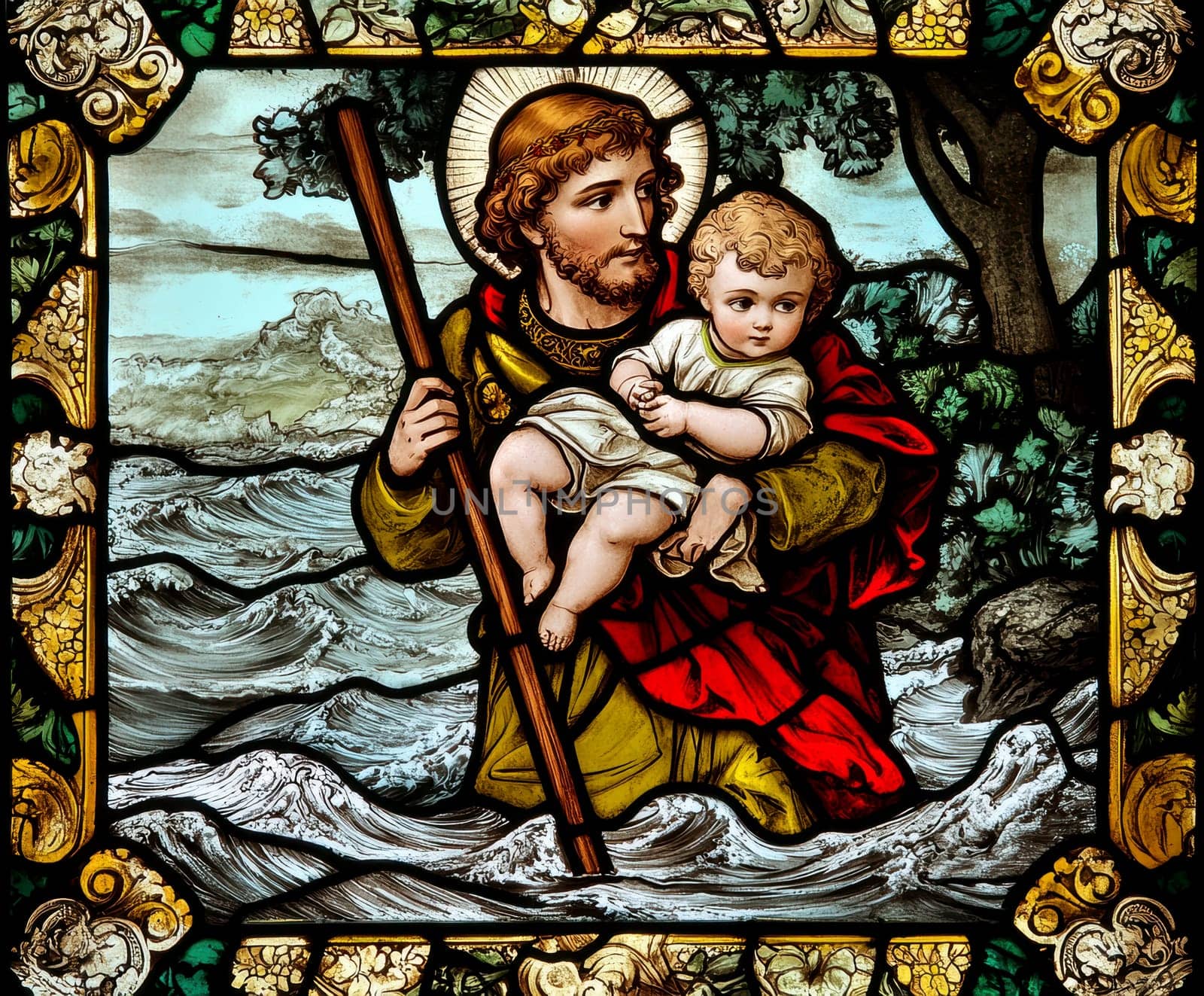 St. Christopher. AI generative.