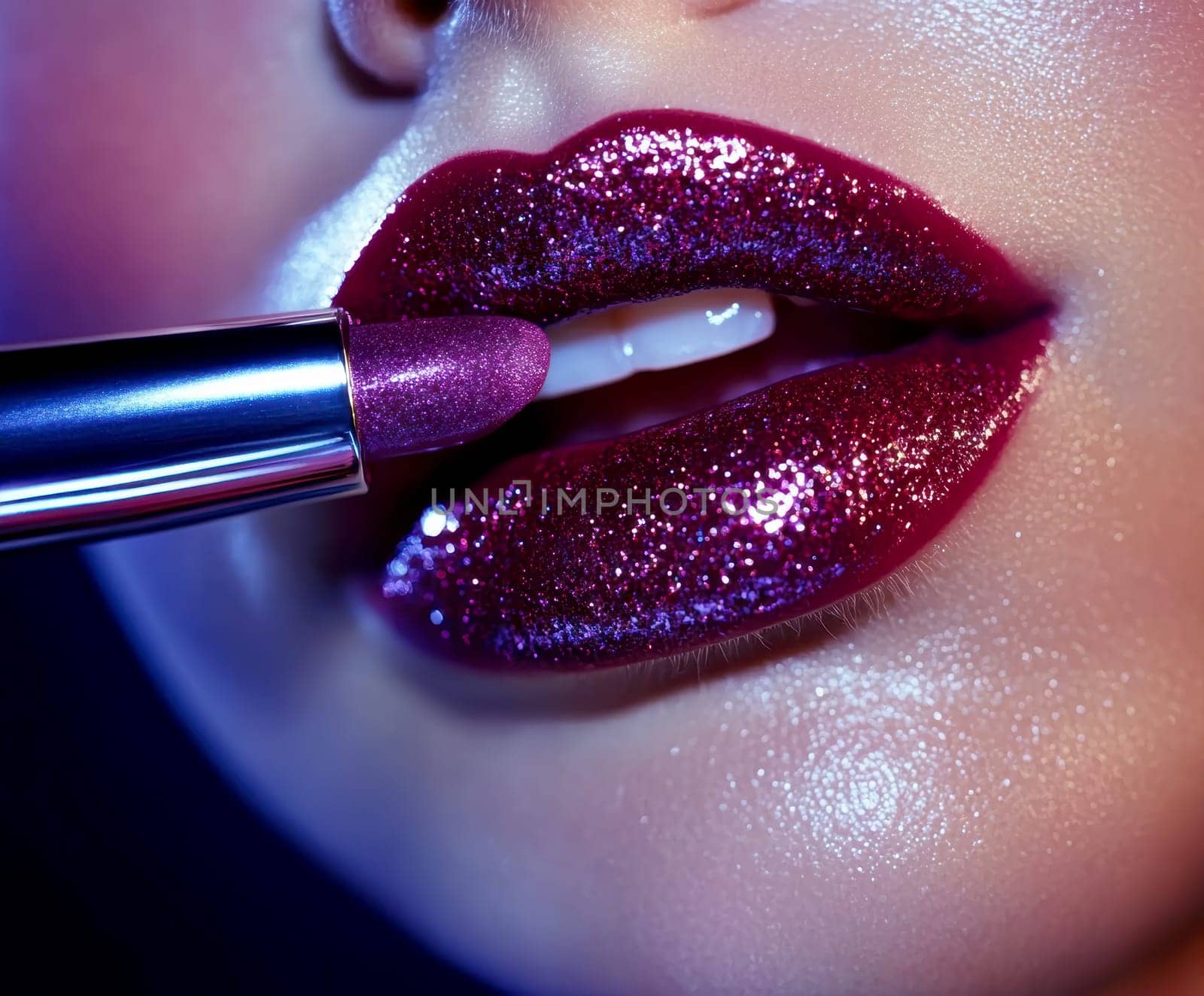 Fashionable types of lipsticks,red, black, pink and maroon. AI generative.