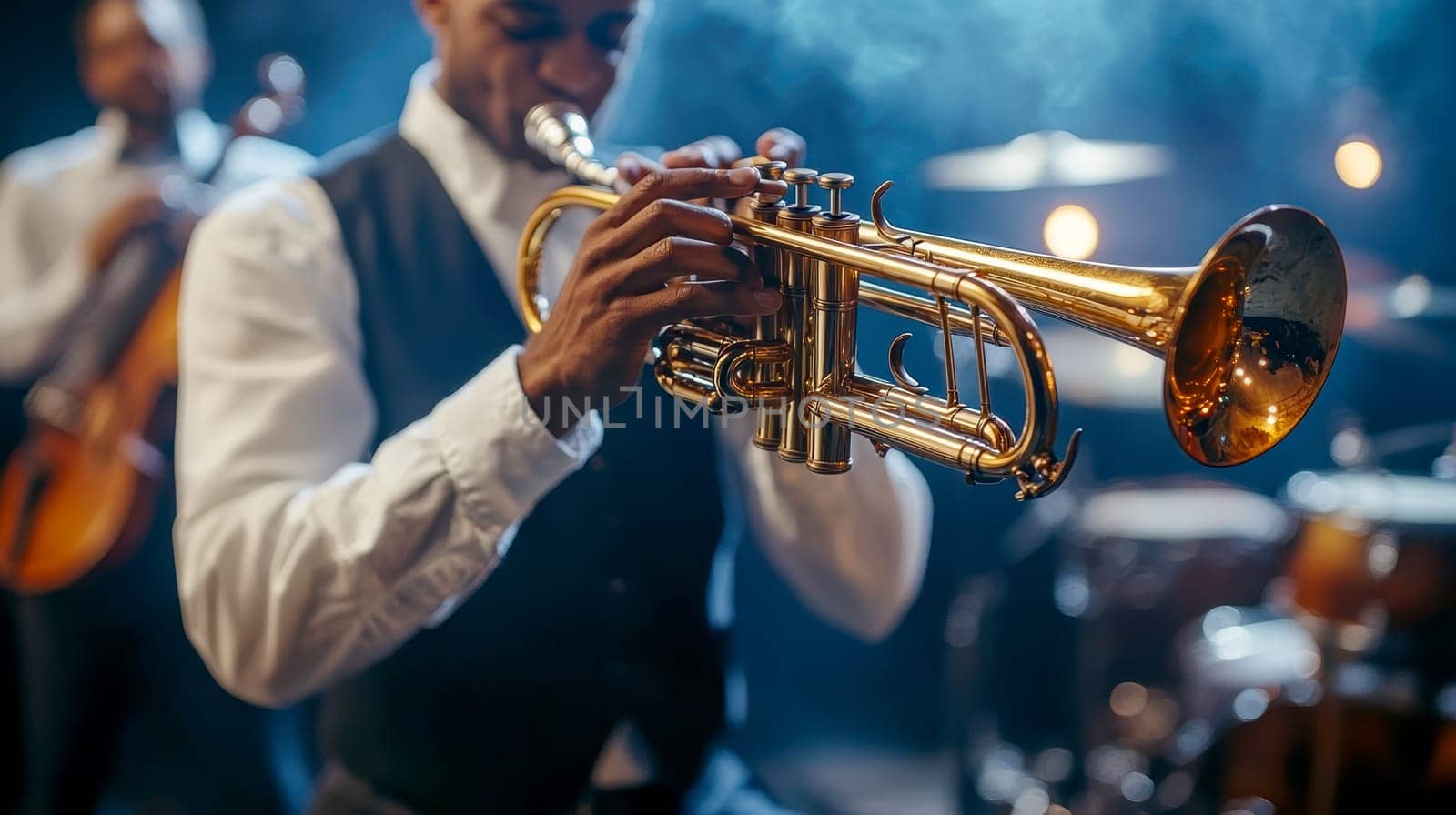a jazz bar stage. AI generative.