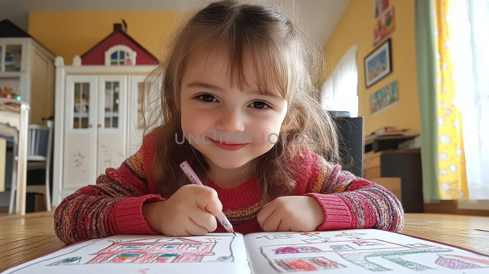 Children painting drawings. AI generative.