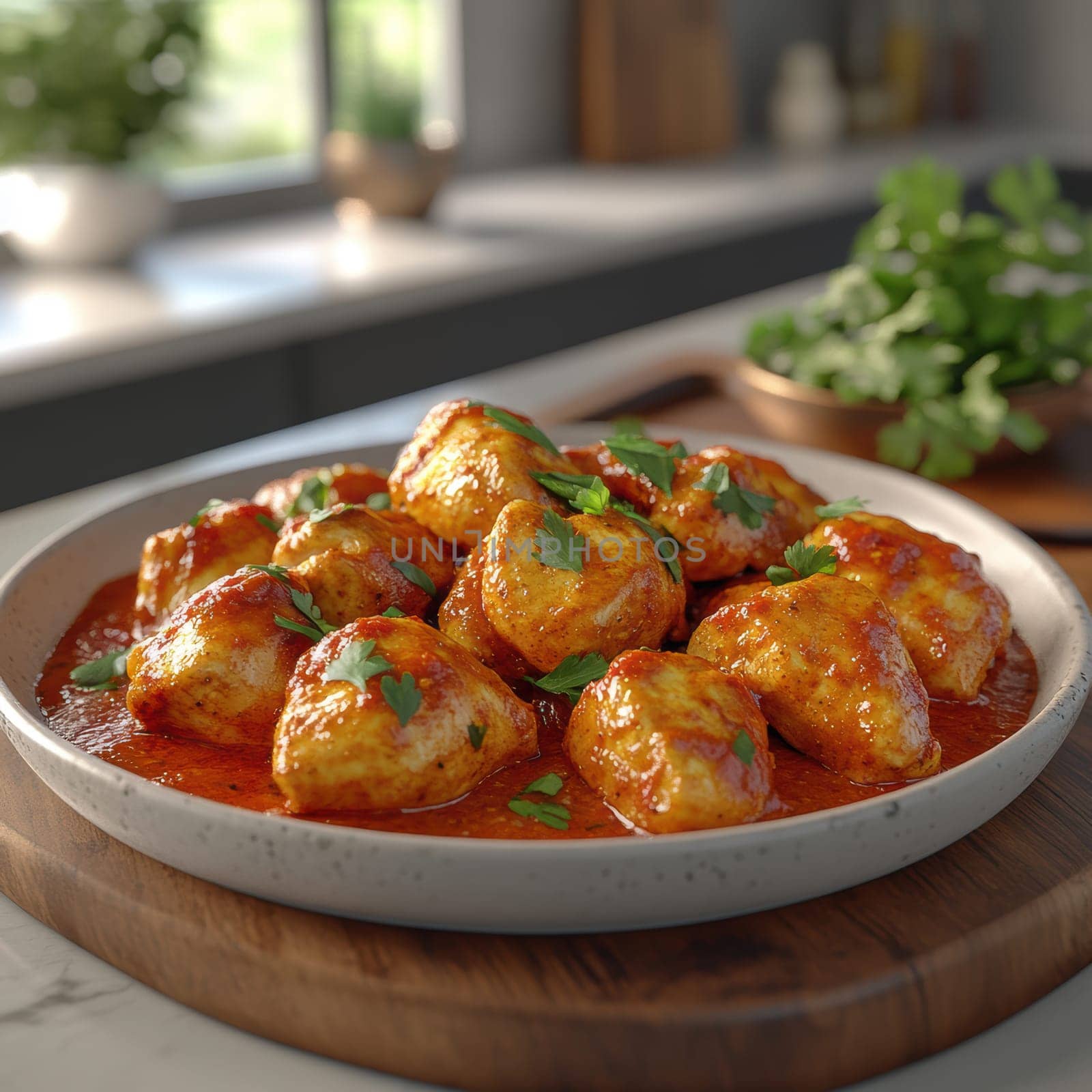 Chicken Masala dish. AI generative.