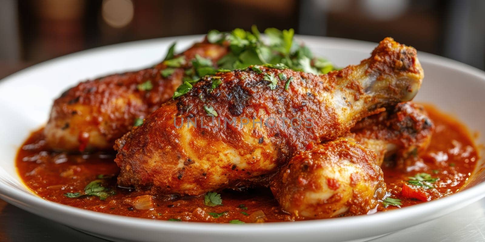 Chicken Masala dish. AI generative.