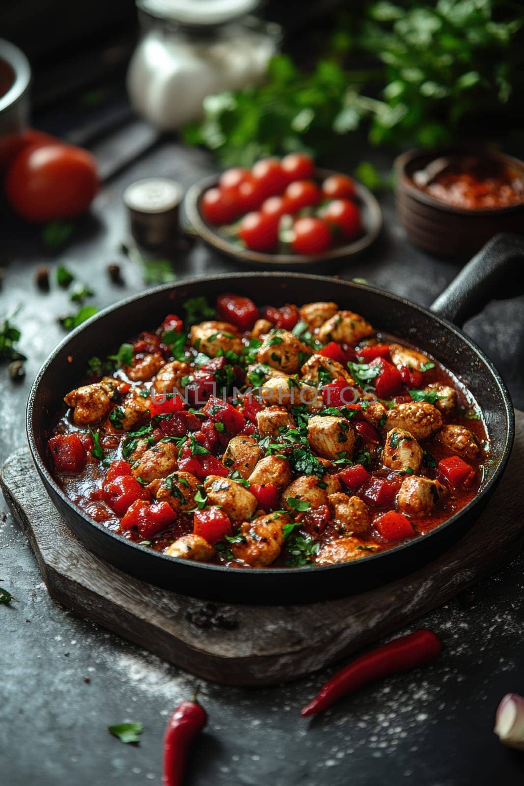 Chicken Masala dish. AI generative.