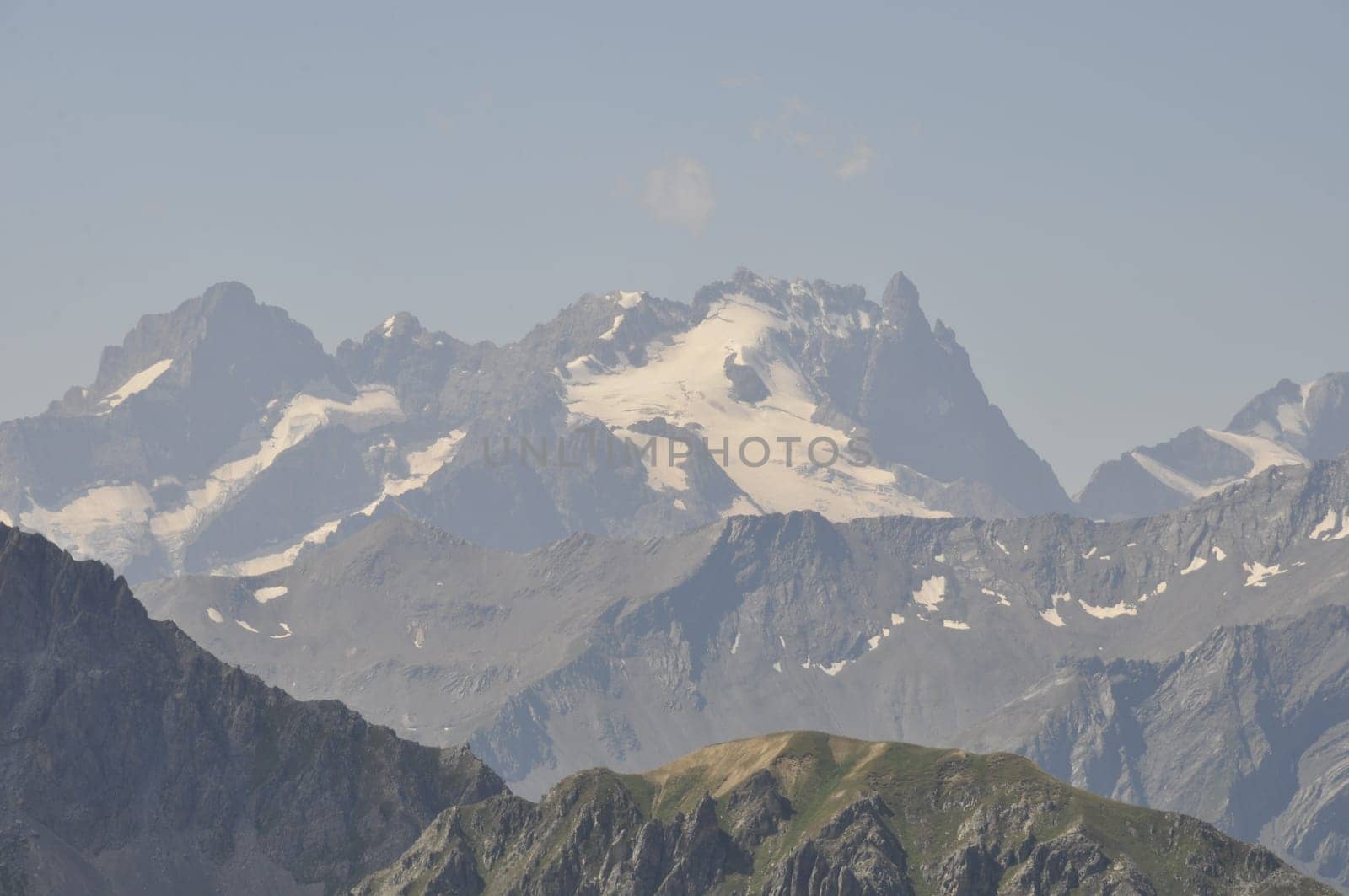 Mountain panorama of Savoy near Valloire.