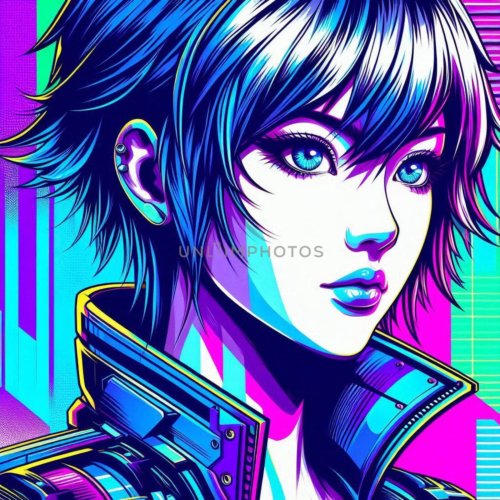 Cyberpunk Anime Girl Portrait - Generative AI