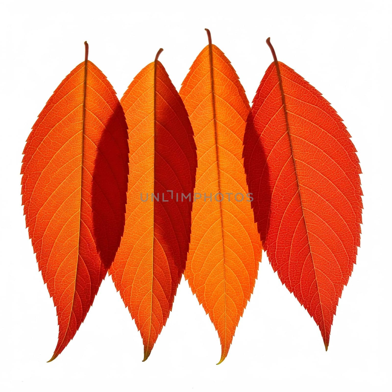 Vibrant Autumn Leaves Isolated On White Background - Generative AI
