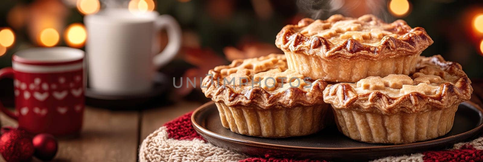 Freshly baked pies with filling. AI generative.