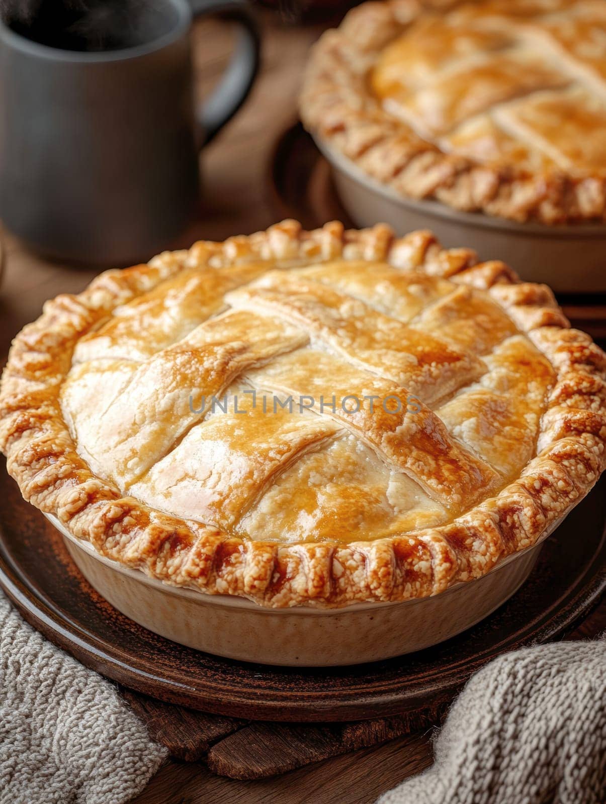 Freshly baked pies with filling. AI generative.