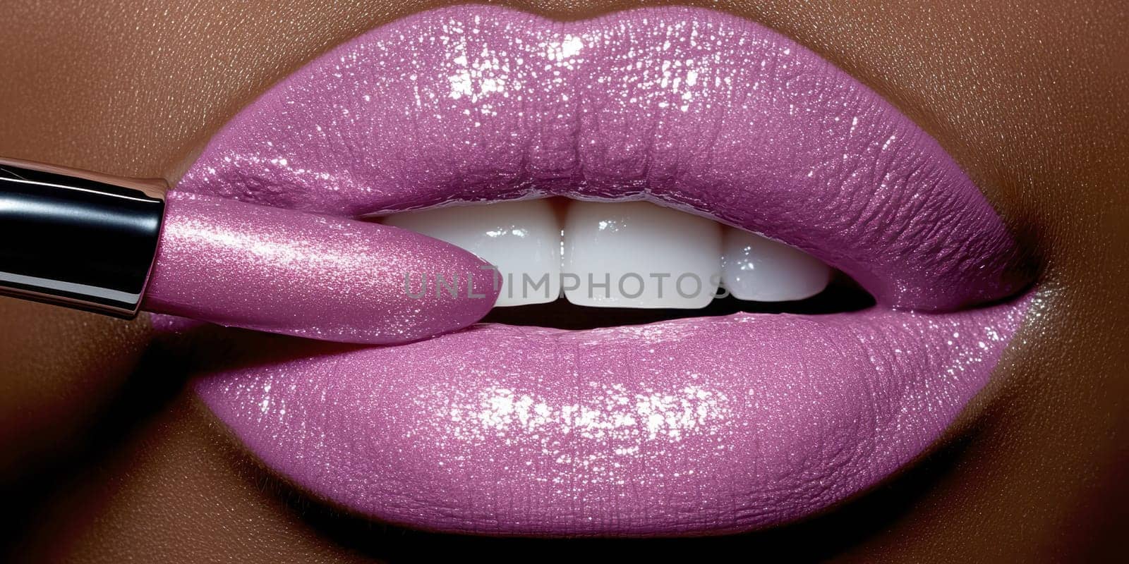 Fashionable types of lipsticks,red, black, pink and maroon. AI generative.