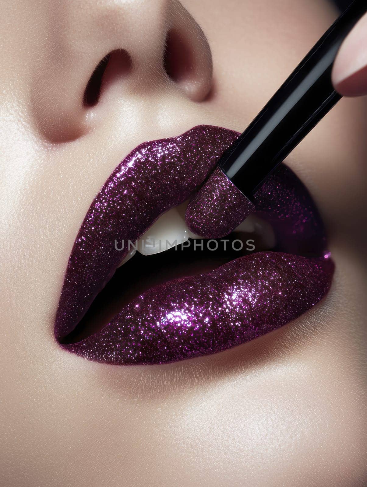 Fashionable types of lipsticks,red, black, pink and maroon. AI generative.
