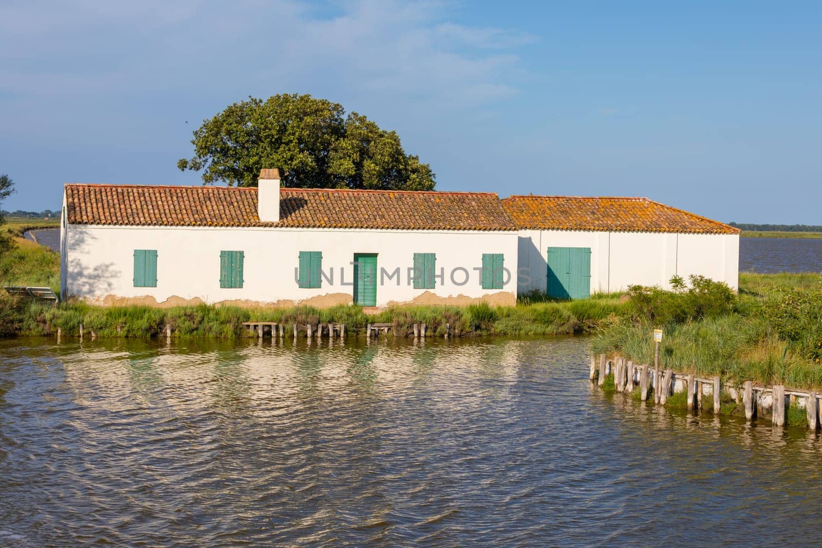 Comacchio lagoon, Italy - July 28 2024: traditional eel fishing station