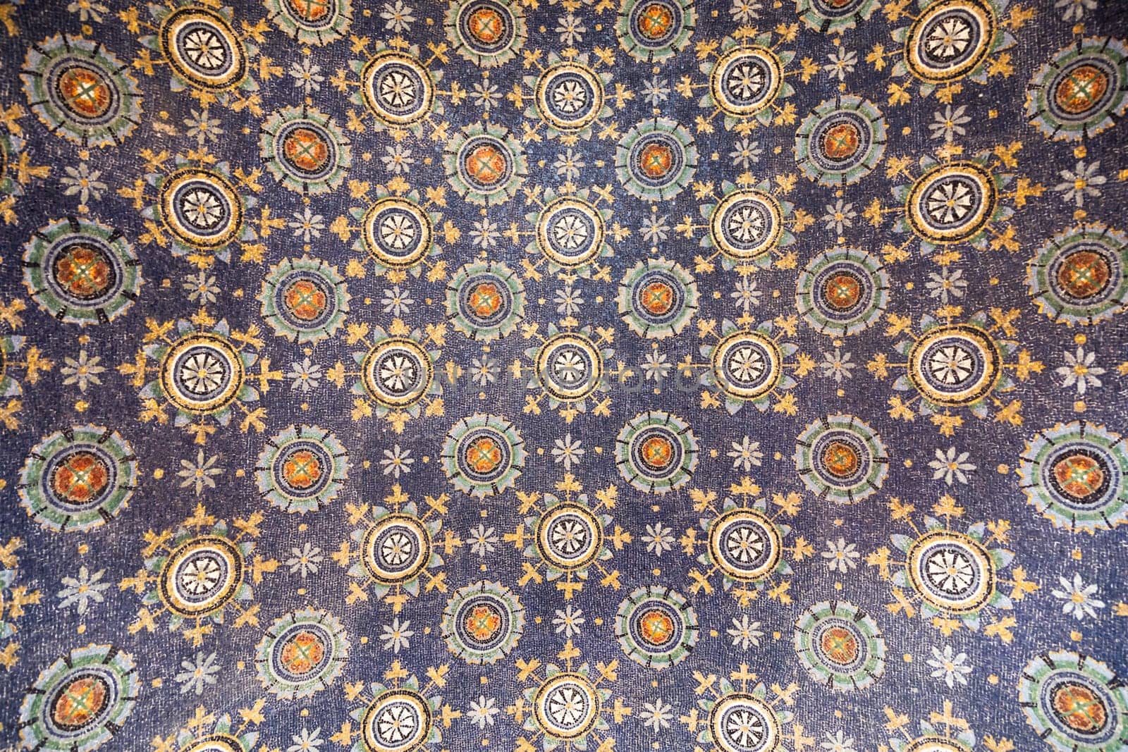 Ravenna, Italy - 12 June 2024, Galla Placidia Mausoleum interior. Byzantine decoration with mosaics.