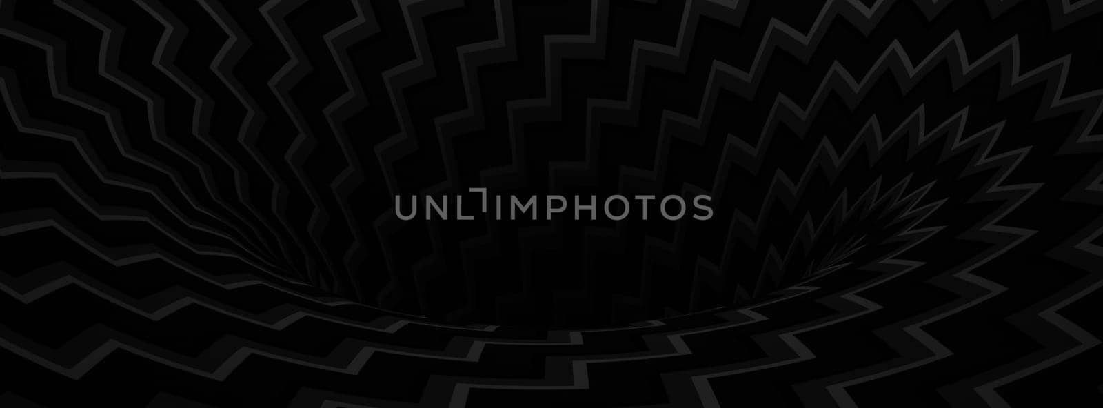Optical illusion horizontal background. Abstract curves, geometric effect. Black.