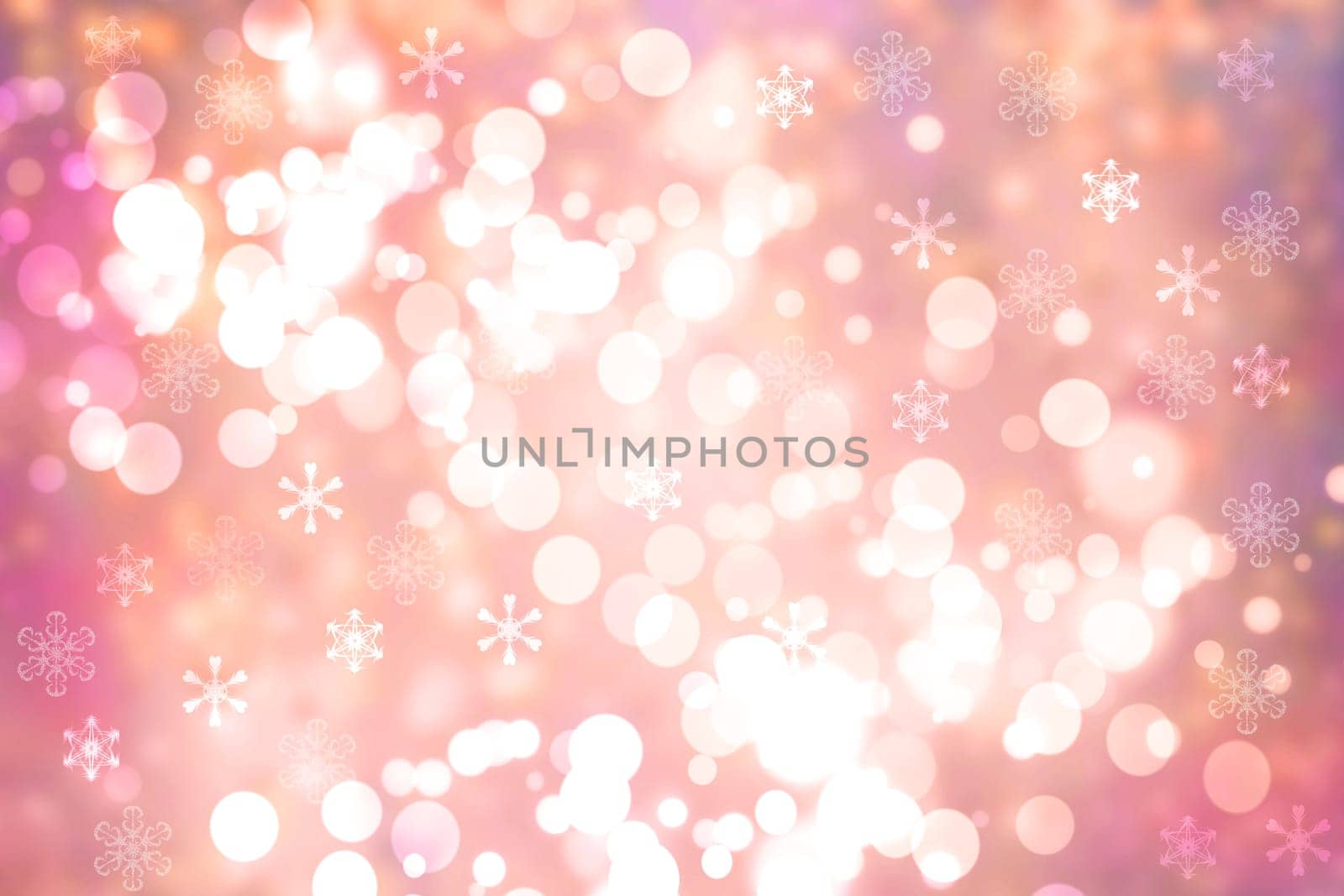 A festive abstract light golden yellow pink orange white background texture with defocused bokeh circles. Card concept for Happy New Year, party invitation, valentine or other holidays.