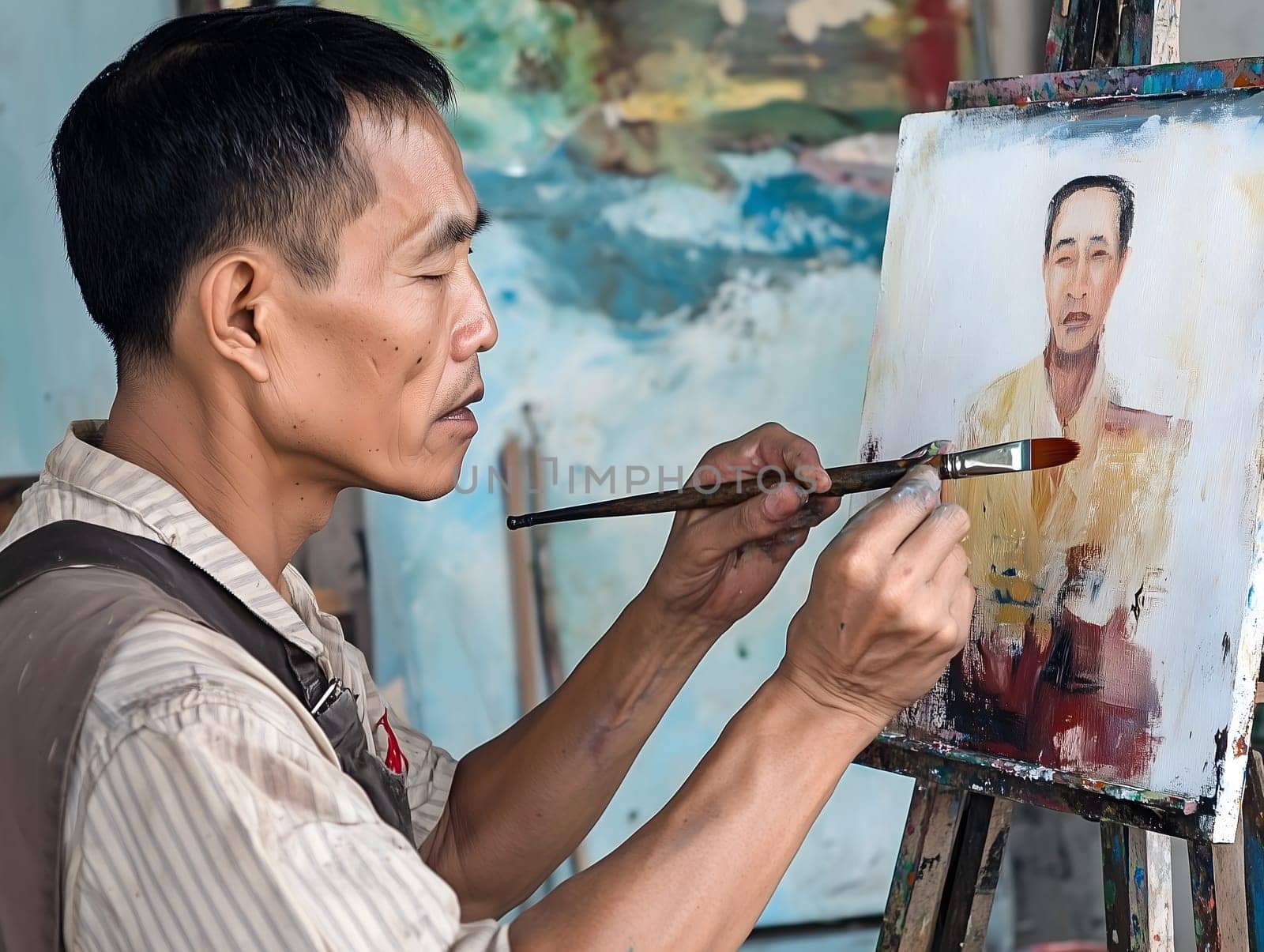 Male Artist Man. Painter Painting Men doing Art