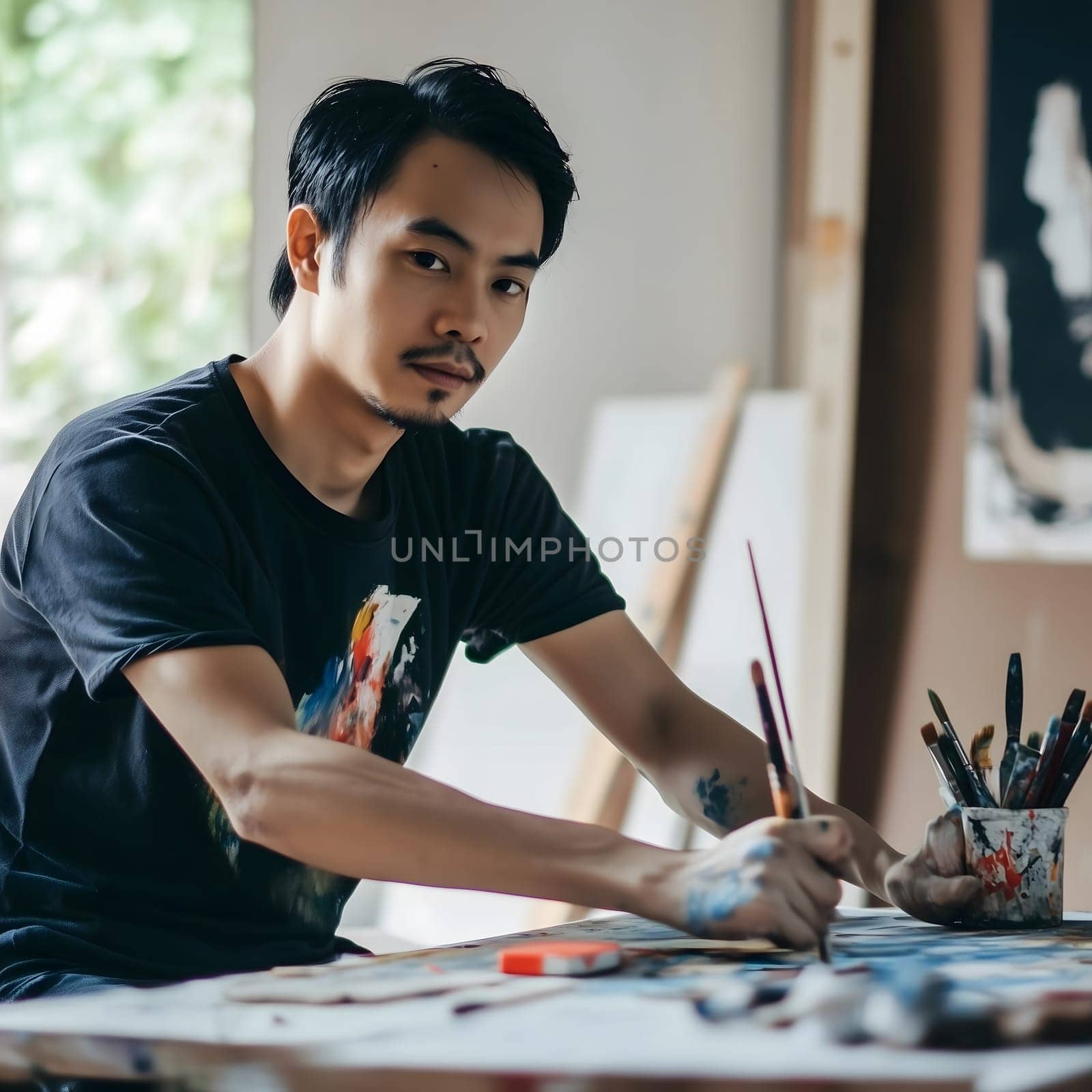 Male Artist Man. Painter Painting Men doing Art