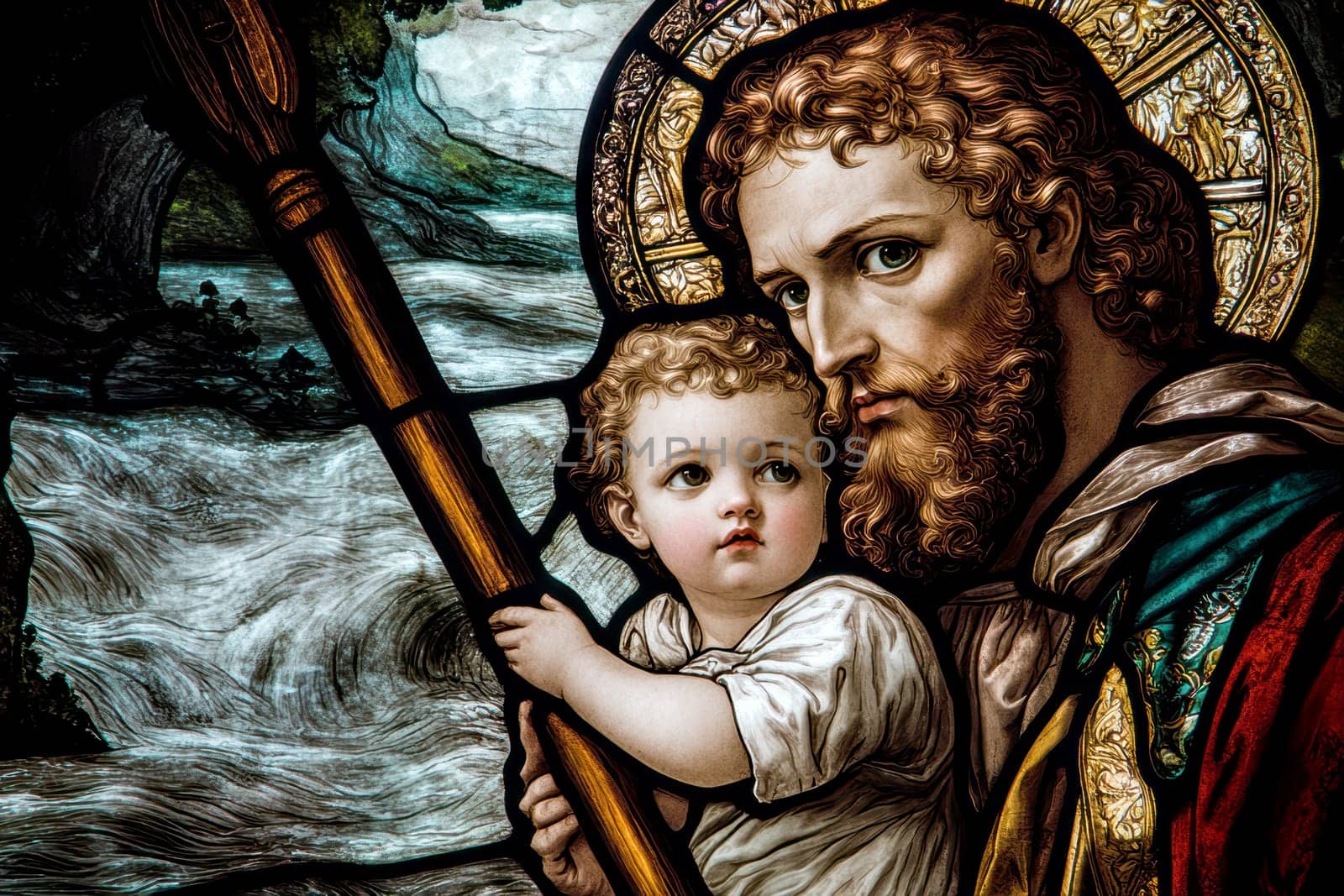 St. Christopher. AI generative.