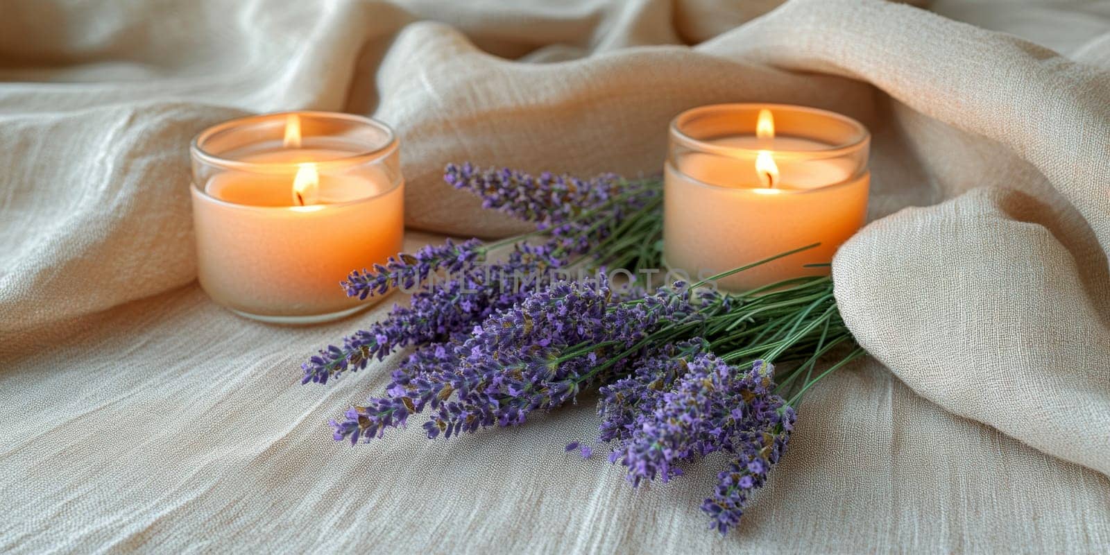 romantic setting featuring sprigs of lavender. AI generative.