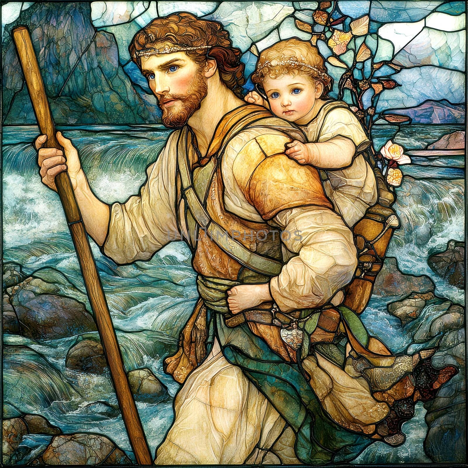St. Christopher. AI generative.