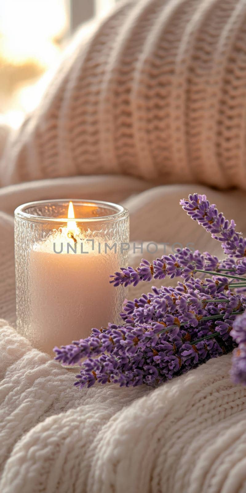 romantic setting featuring sprigs of lavender. AI generative.