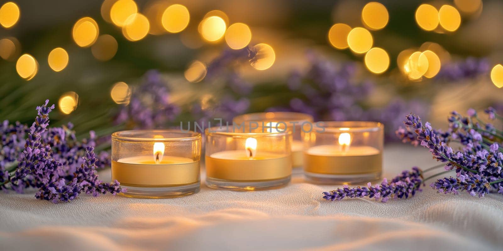 romantic setting featuring sprigs of lavender. AI generative.