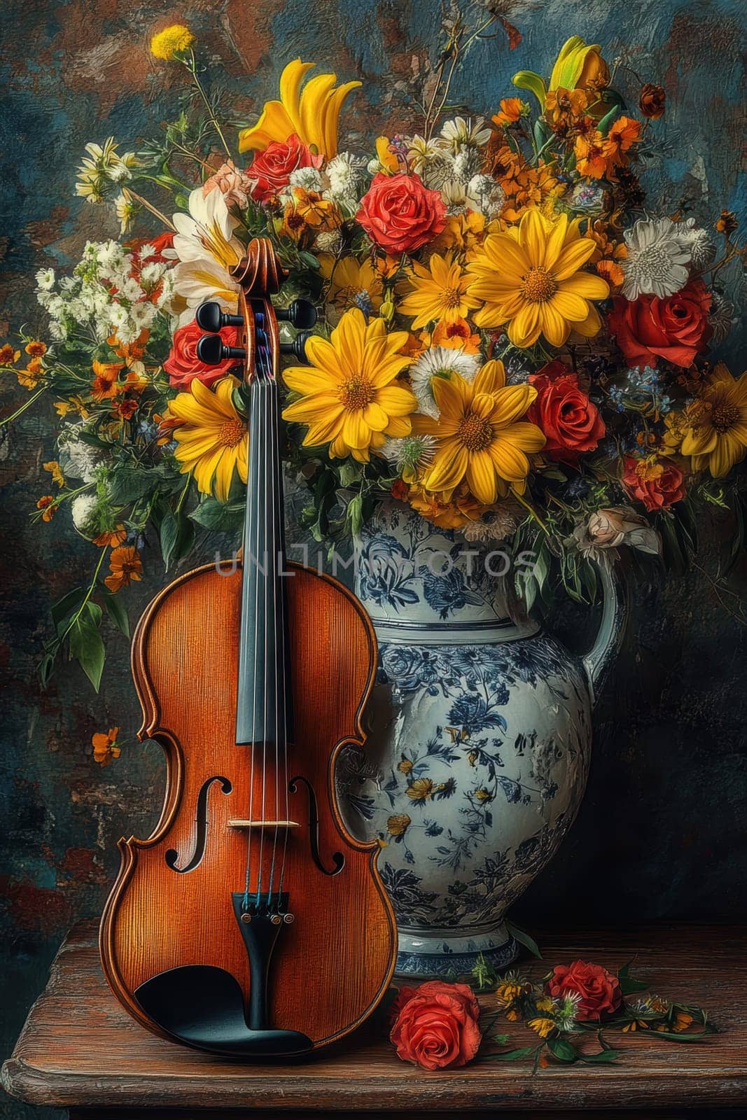 a classic wooden violin. AI generative.