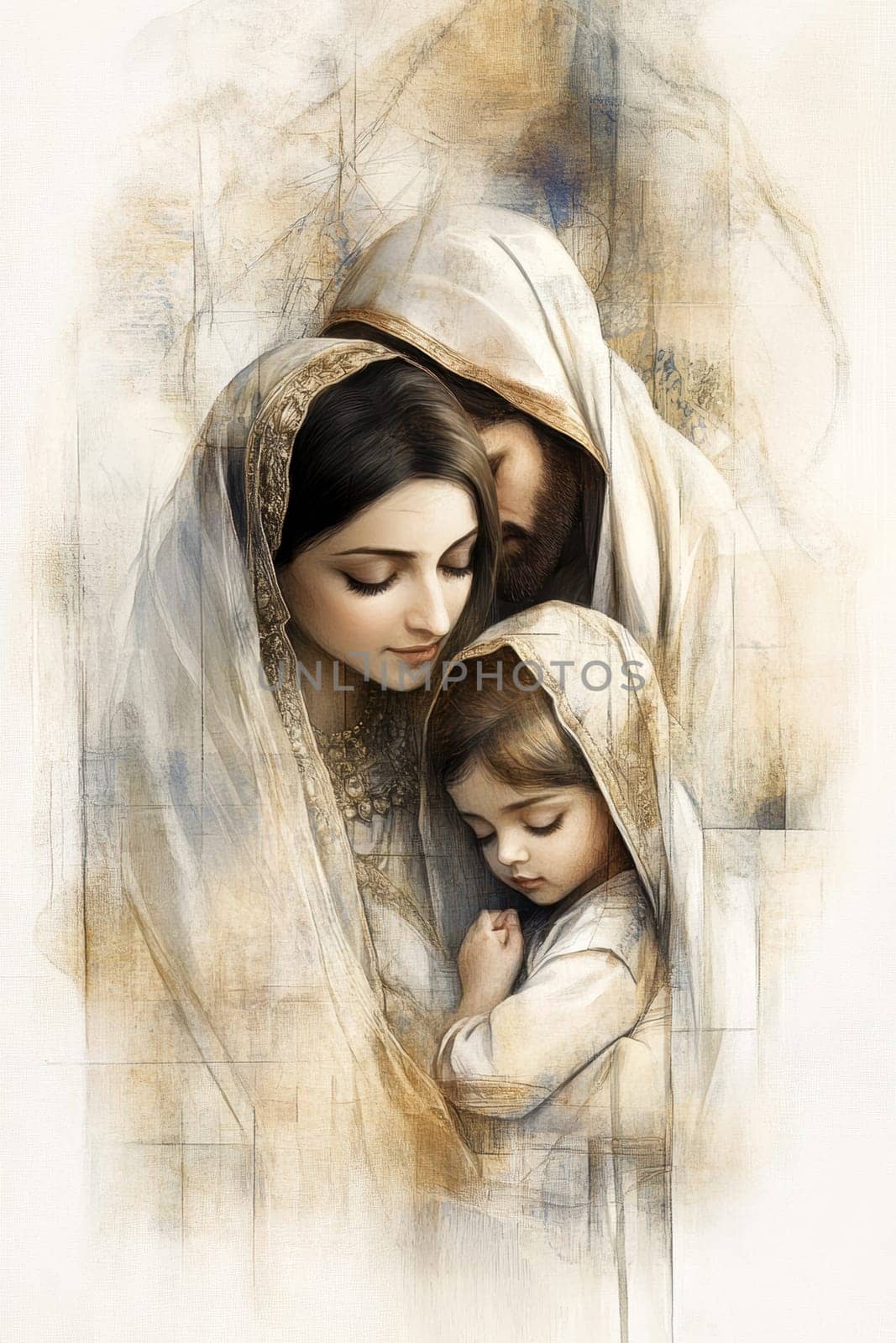 Sacred family. AI generative.