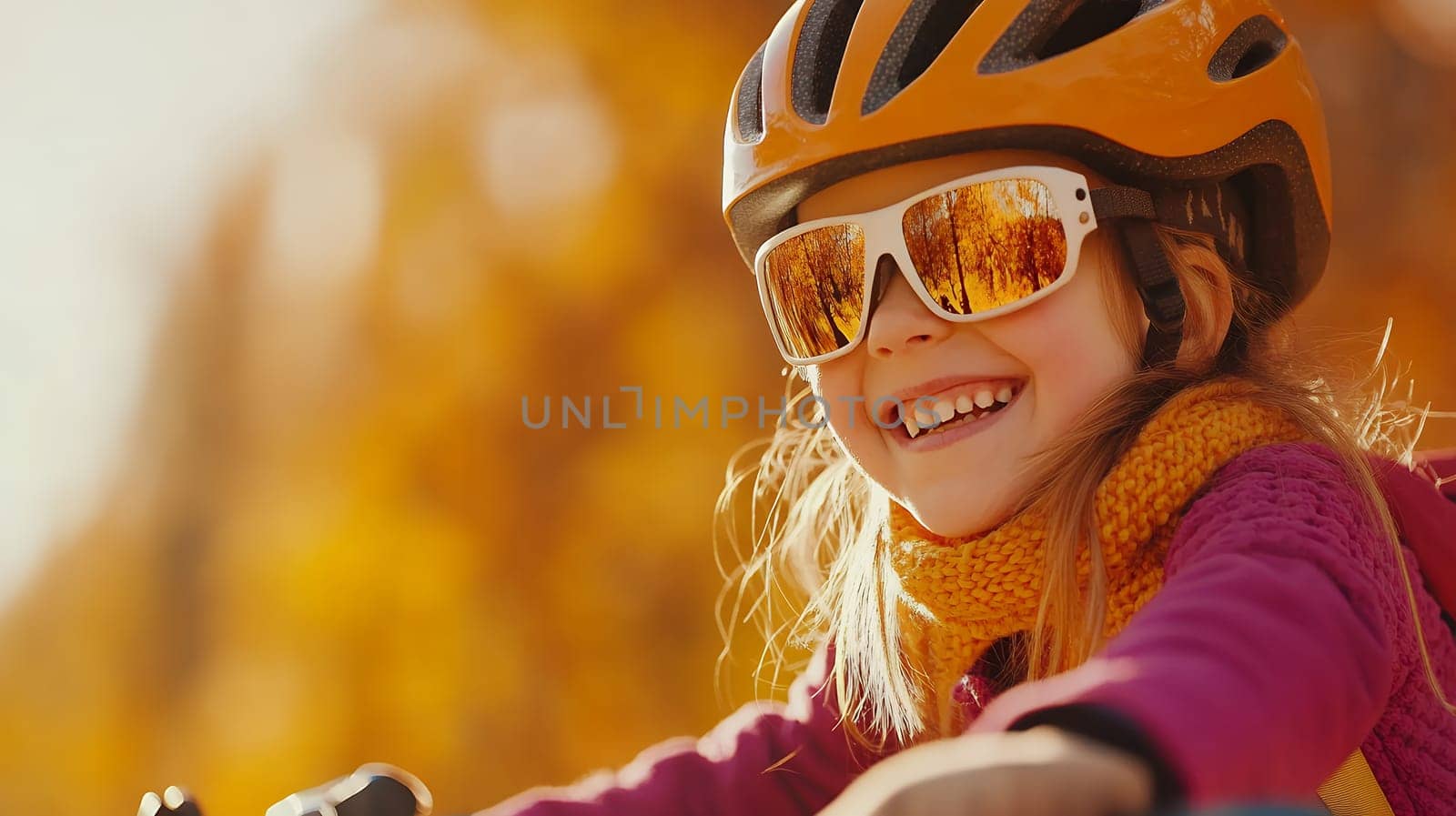 Girl enjoying a bike ride in autumn