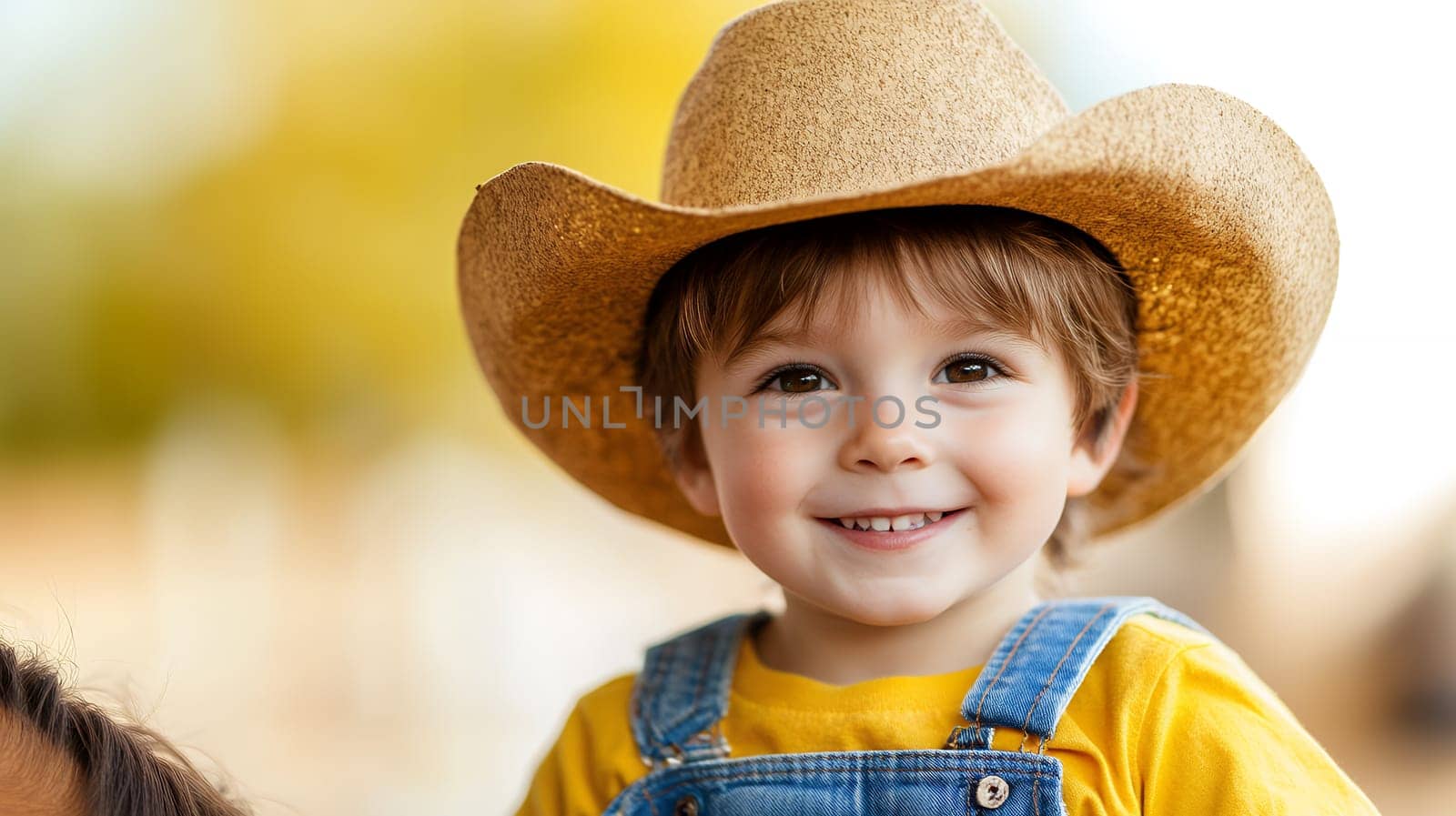 Adorable little boy dressed as a cowboy, ready for fun.