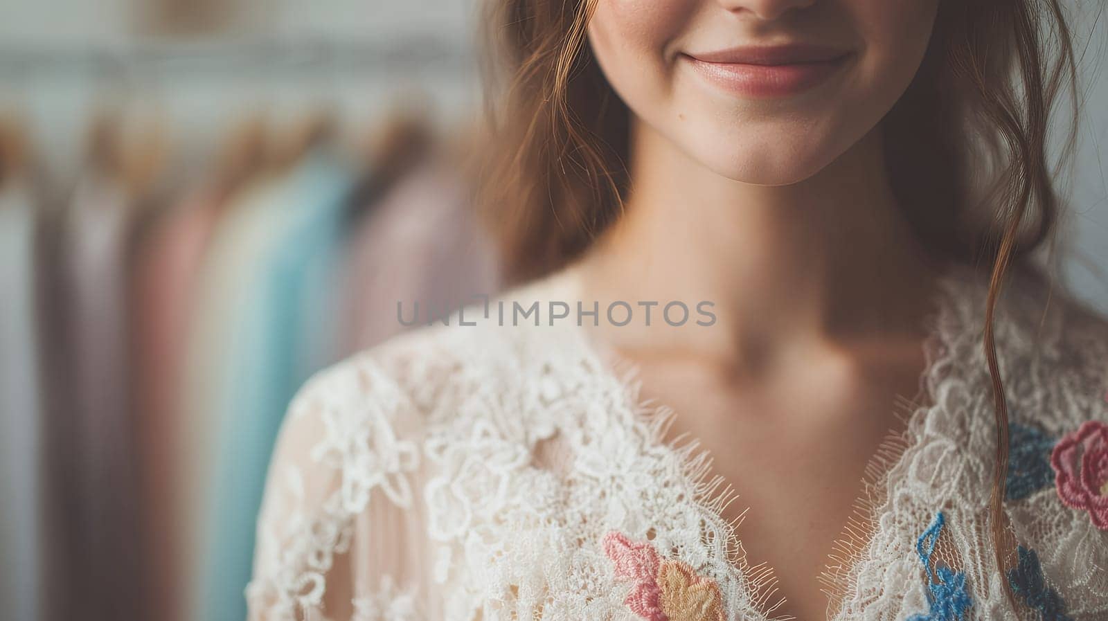 Close-up portrait of a woman with a peaceful expression.