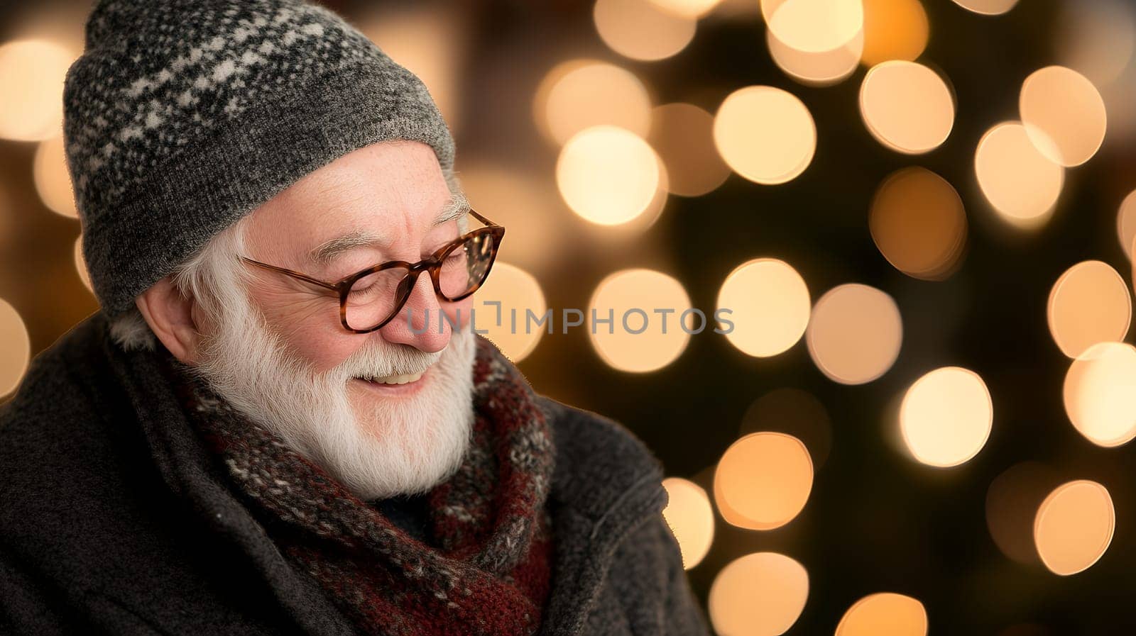 Portrait of a senior man with a warm, bokeh background.