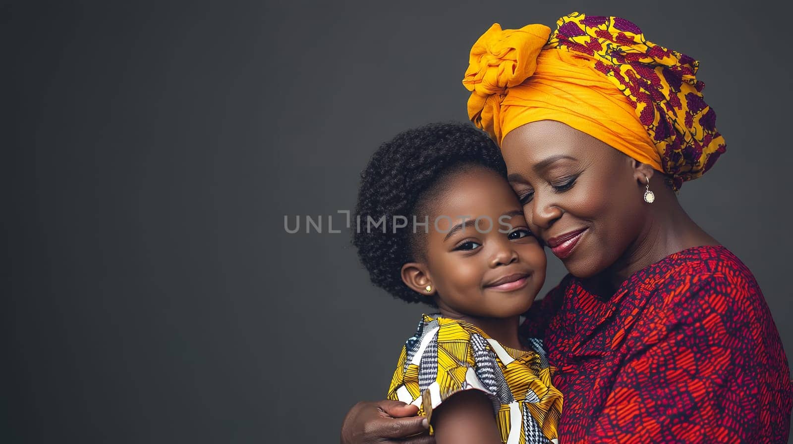 A heartwarming portrait of a mother and child sharing a tender moment.