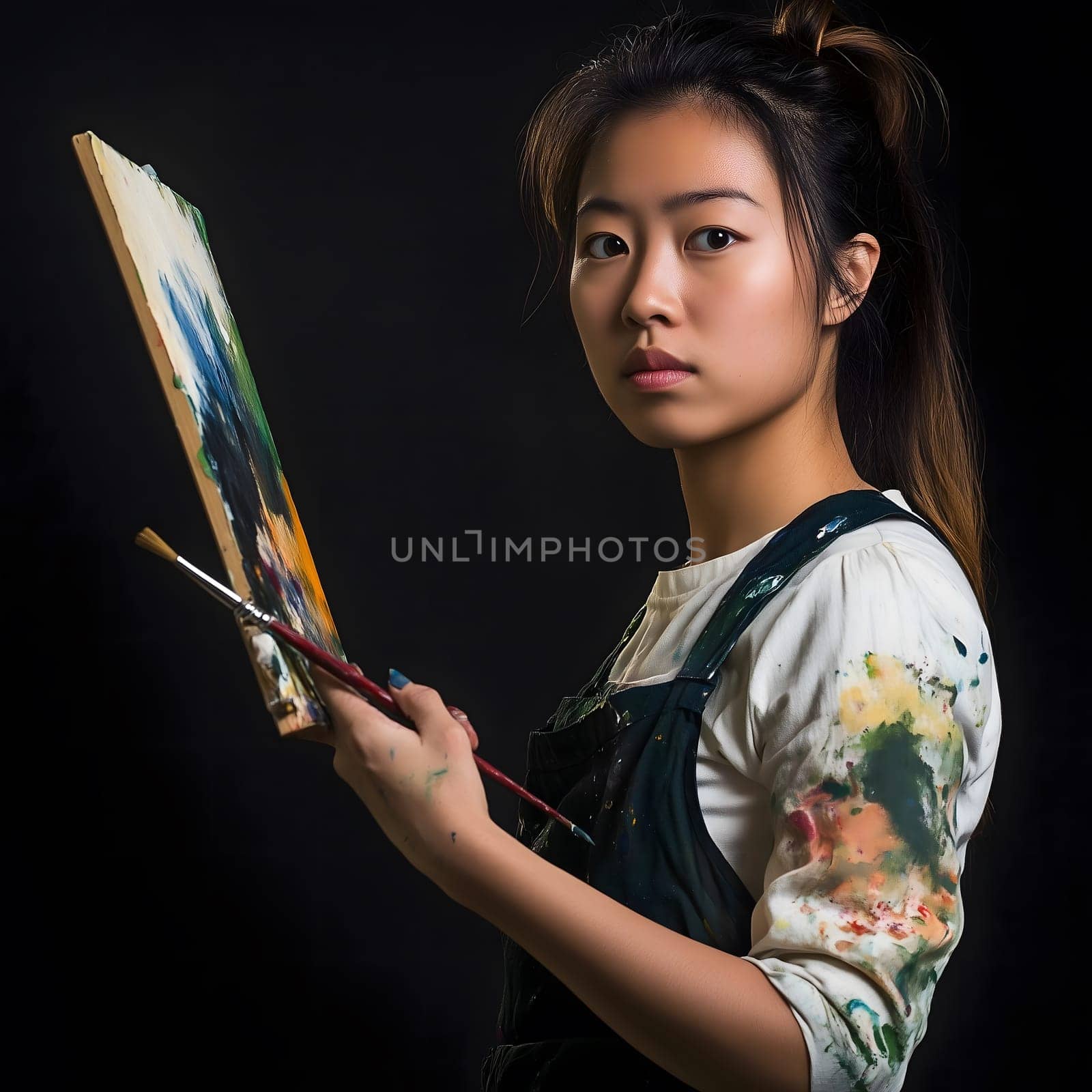 Creative Woman Female Artist Painter. Art Lady Painting a canvas