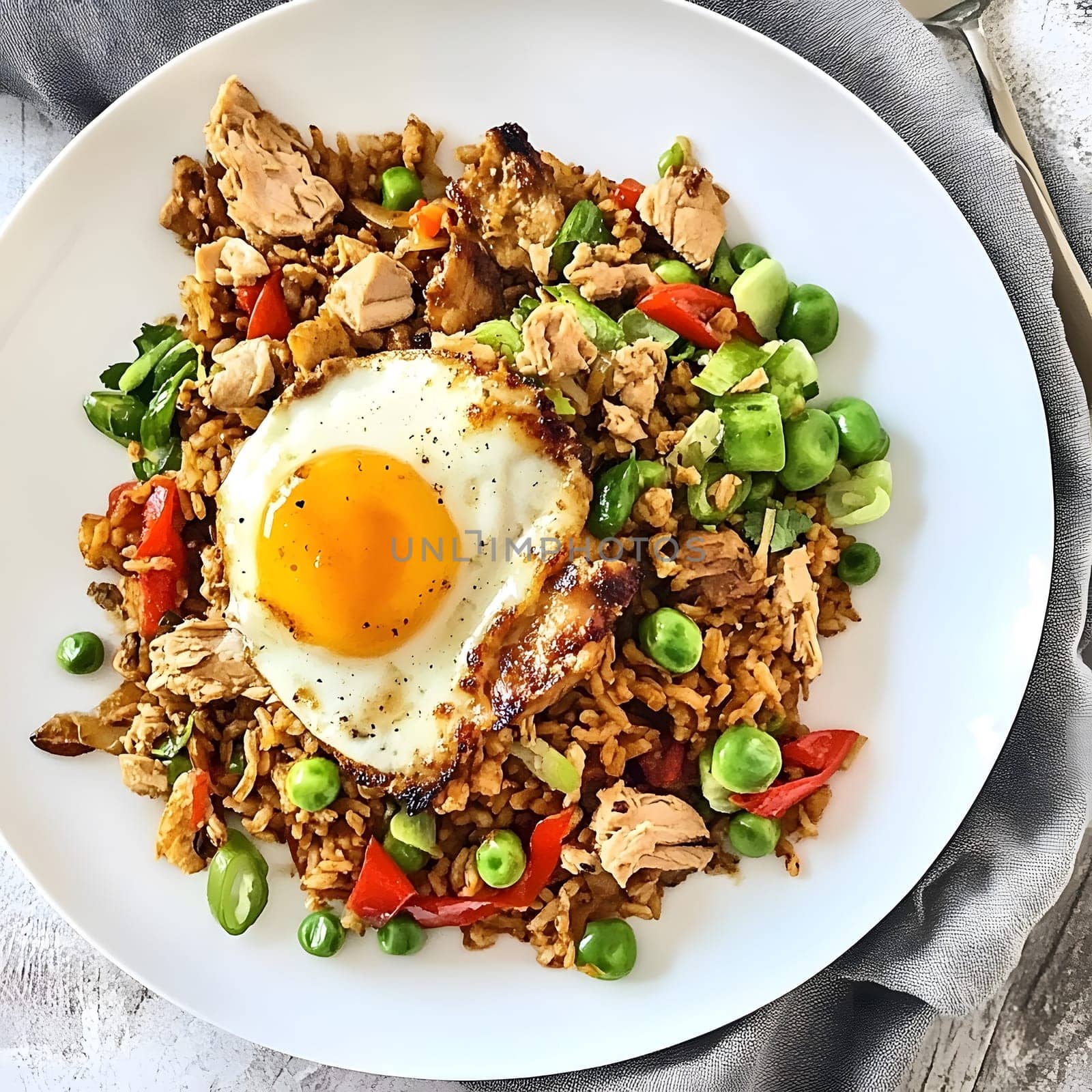 Nasi goreng Fried rice indonesian food dinner dish with vegetables