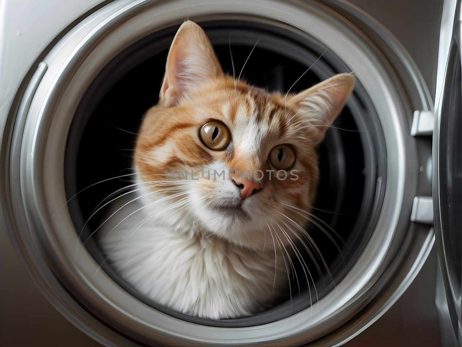 Funny cat in the washing machine