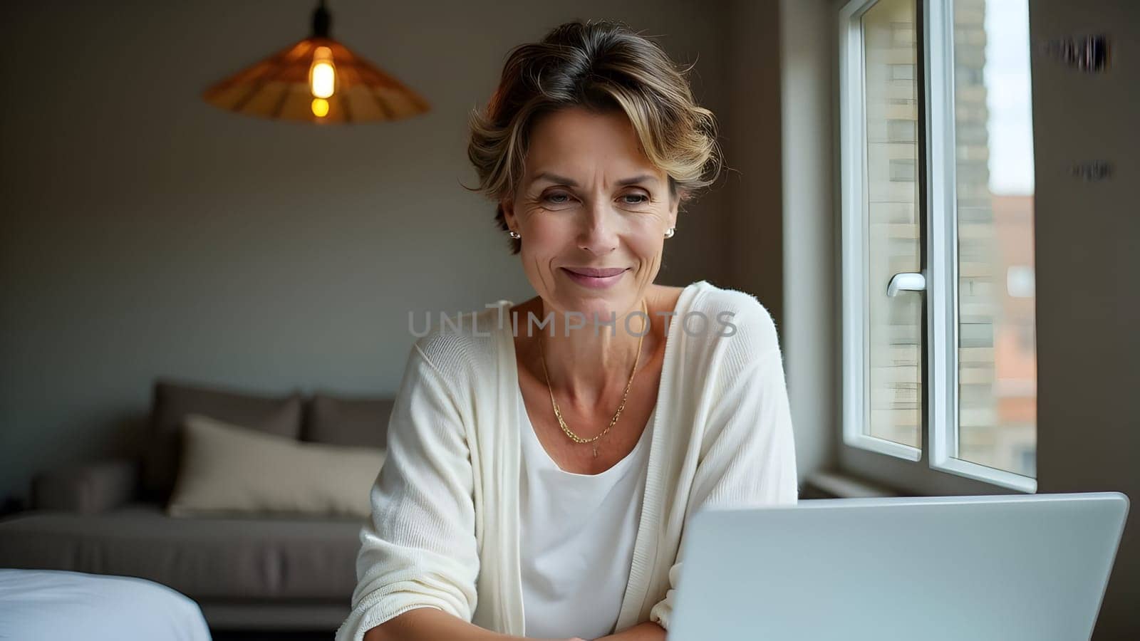 Middle age woman with laptop