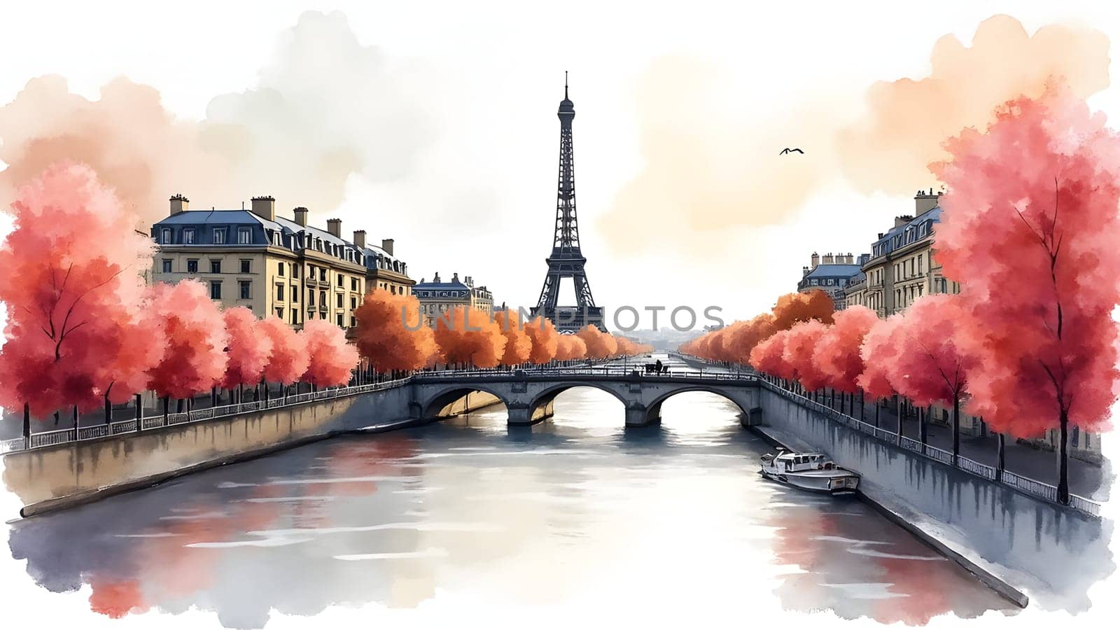Paris in France watercolor art